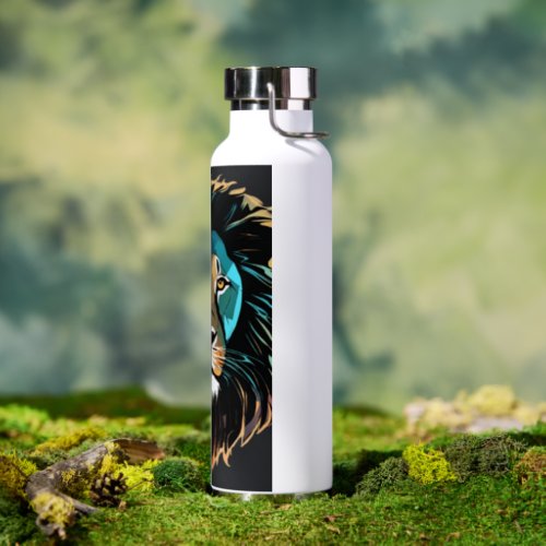 Stay Hydrated in Style Geometric Lion Printed Water Bottle