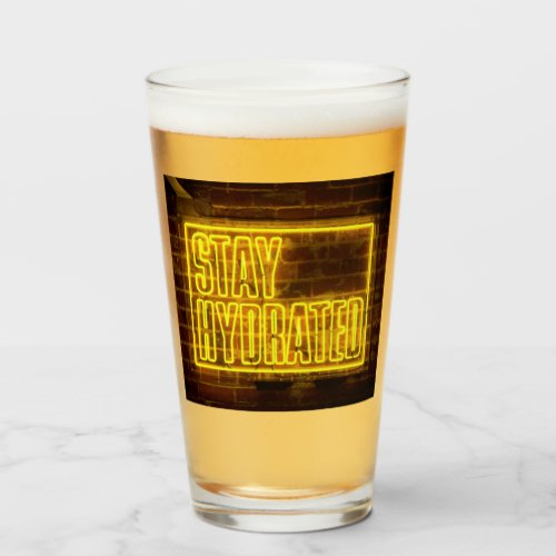 Stay Hydrated Neon Yellow Sign Glass