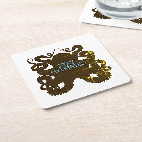 Stay Hydrated Square Paper Coaster