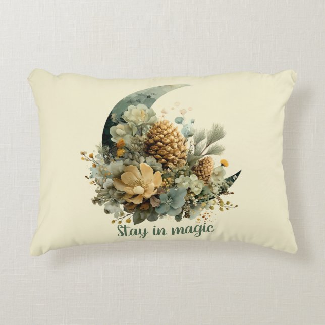 Stay in Magic Winter Moon Design Accent Pillow (Front)