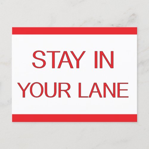 Stay in Your Lane Funny Traffic Road Sign  Postcard