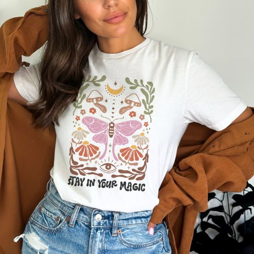 Stay in your Magic Boho Floral Inspiration Quote T_Shirt