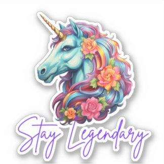 Stay Legendary Rainbow Unicorn Die Cut Sticker