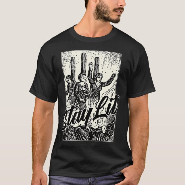 Stay Lit  Burning Witches Occult T-Shirt (Front)