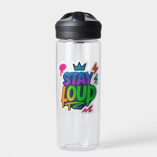Stay Loud Graffiti Neon Artwork Water Bottle (Front)