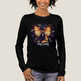 Stay Lovely Butterfly & Flower T-Shirt men & women Tri-Blend Shirt