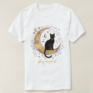 Stay Magical Black Cat Moon Celestial Witchy  T-Shirt