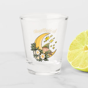 Stay Magical Gnome on Crescent Moon  Shot Glass