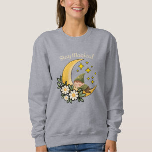 Stay Magical Gnome on Crescent Moon  Sweatshirt