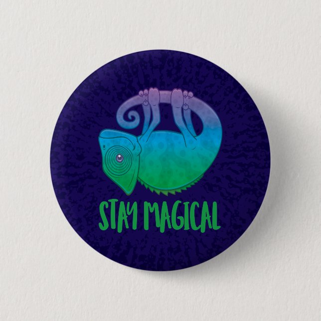 Stay Magical Levitating Chameleon Button (Front)