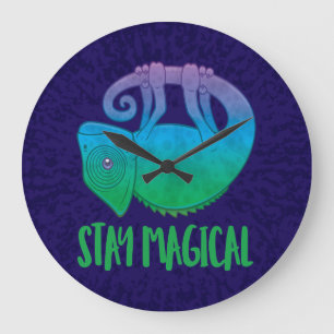 Stay Magical Levitating Chameleon Large Clock