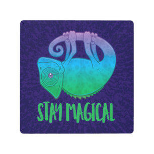 Stay Magical Levitating Chameleon Metal Print