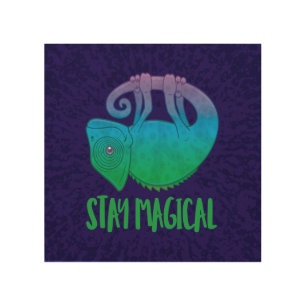 Stay Magical Levitating Chameleon Wood Wall Art