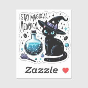 Stay Magical Meowgical Witch Black Cat Cute Vinyl Sticker