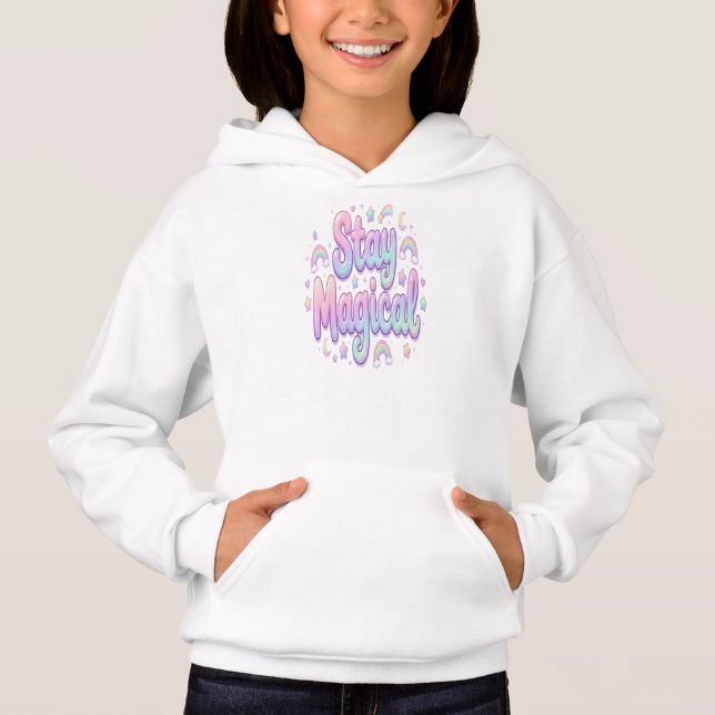 Stay Magical Unicorn Graphic Girls Hoodie (Front)