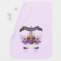 Stay Magical Unicorn Princess Baby Blanket