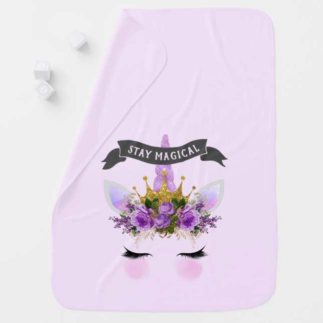 Stay Magical Unicorn Princess Baby Blanket (In Situ)