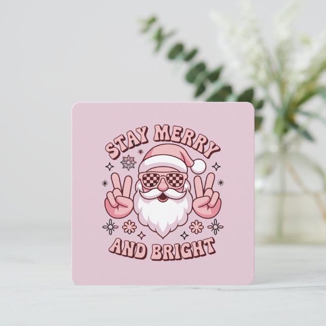 Stay Merry And Bright Christmas Ugly Xmas  Holiday Card (Standing Front)