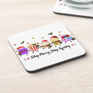Stay Merry Stay Squishy Christmas Viral Squishies Beverage Coaster