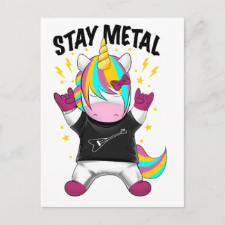 Stay metal unicorn postcard