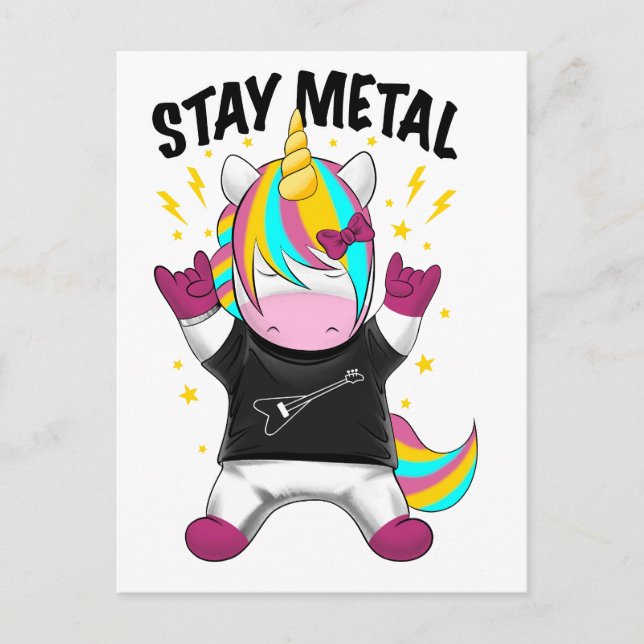 Stay metal unicorn postcard (Front)