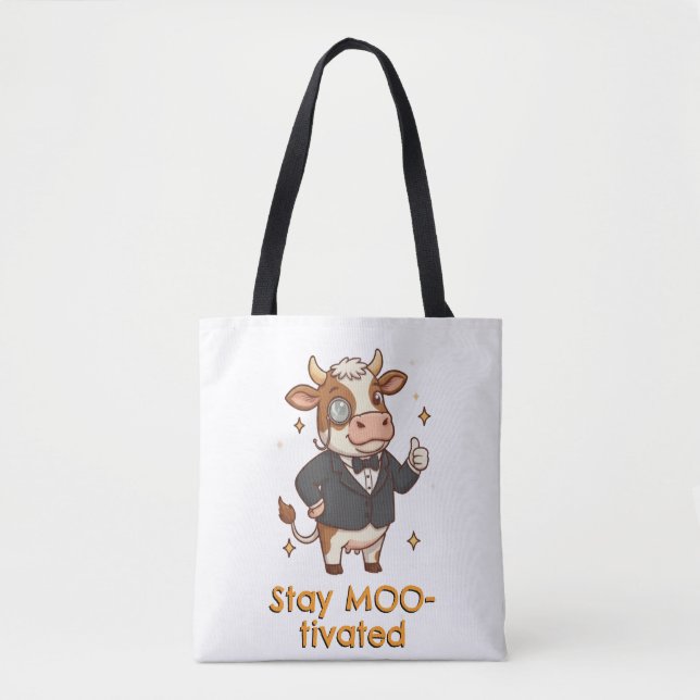 Stay MOO-tivated cow Tote Bag (Front)