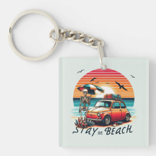 Stay On Beach - Retro Vibes - Skeleton Keychain