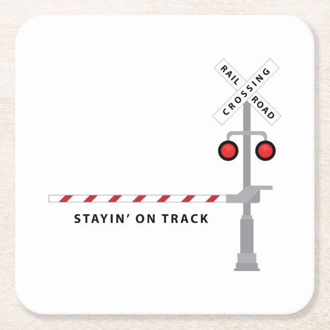 Stay On Track Square Paper Coaster (Front)