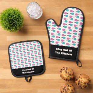 Stay Out of The Kitchen Funny Pickleball Paddle Oven Mitt & Pot Holder Set