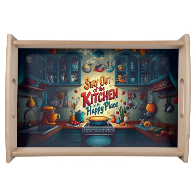 Stay Out of the Kitchen – Vibrant Illustrated Tray (Front)