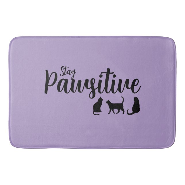 Stay Pawsitive Black Cat Bath Mat (Front)