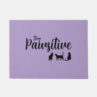 Stay Pawsitive Black Cat Doormat