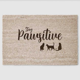 Stay Pawsitive Black Cat Fiber Doormat