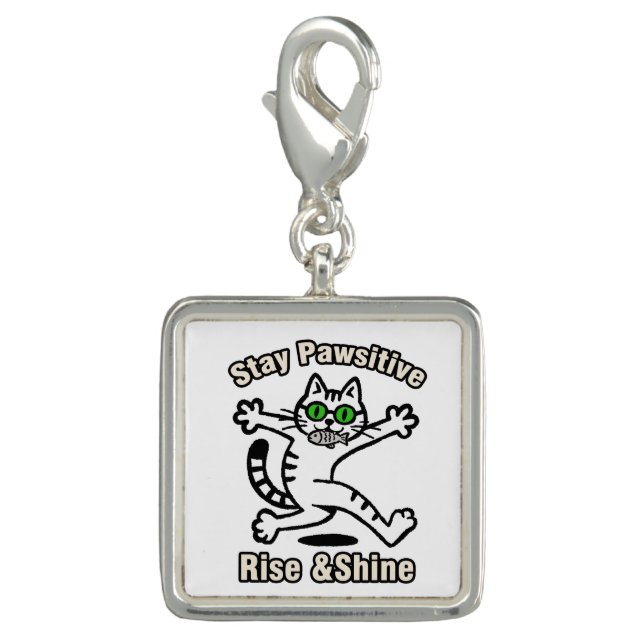 Stay Pawsitive Cat Charm (Front)