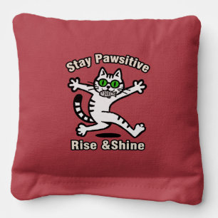 Stay Pawsitive Cat Cornhole Bags