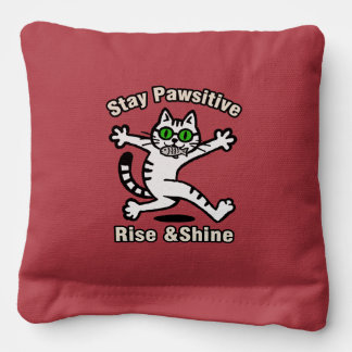 Stay Pawsitive Cat Cornhole Bags