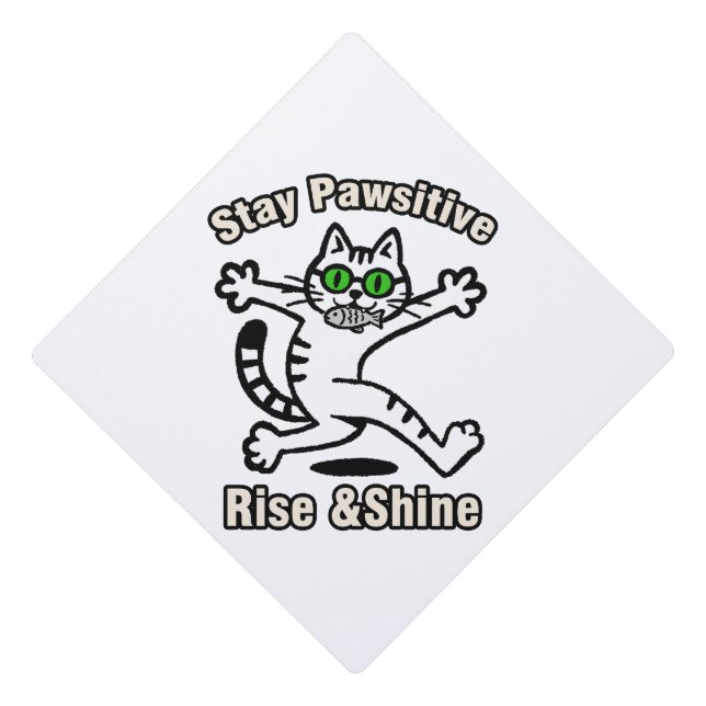 Stay Pawsitive Cat Graduation Cap Topper (Front)