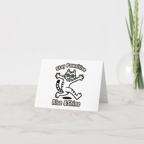 Stay Pawsitive Cat Letterpress Thank You Card