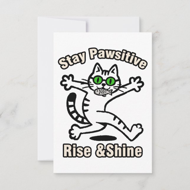 Stay Pawsitive Cat Note Card (Front)
