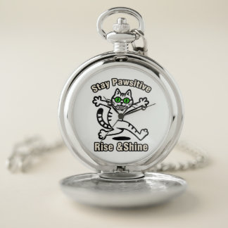 Stay Pawsitive Cat Pocket Watch