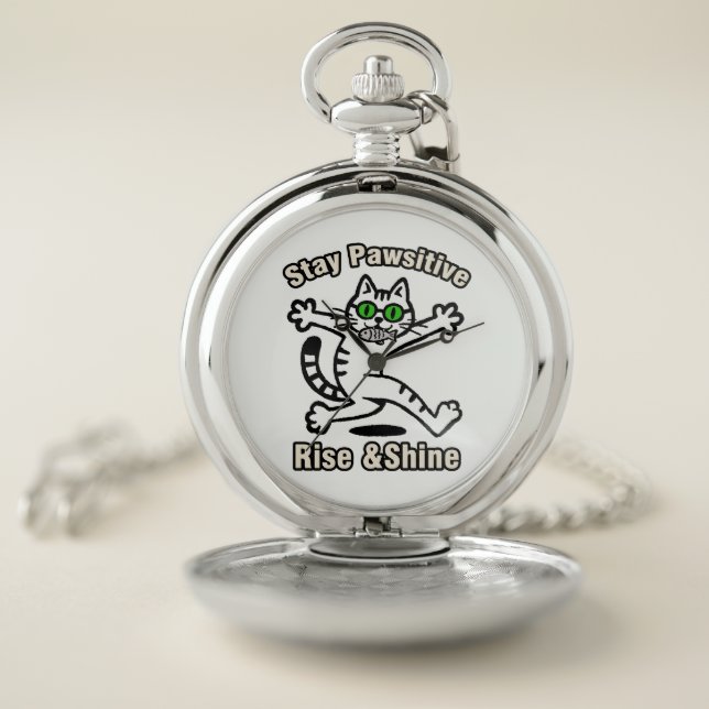Stay Pawsitive Cat Pocket Watch (Inside)