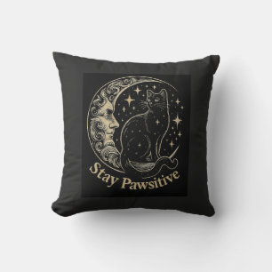 Stay Pawsitive – Celestial Cat & Moon Pillow