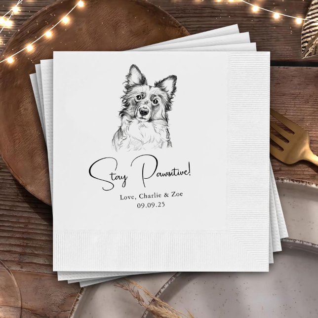 Stay Pawsitive Custom Pet Cocktail Napkins Wedding (Creator Uploaded)