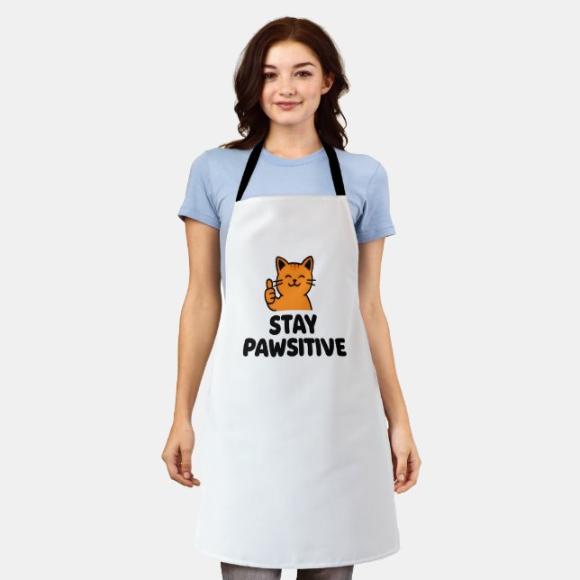 stay pawsitive cute  cat All over print Apron (Worn)