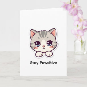 Stay Pawsitive Cute Kawaii Cat Personalized Card
