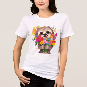 Stay Pawsitive – Cute Sloth T-Shirt for Women Tri-Blend Shirt