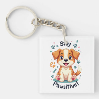 Stay Pawsitive Dog Lover tee Keychain