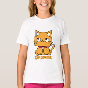Stay Pawsitive Funny Cat Cartoon for Kids T-Shirt