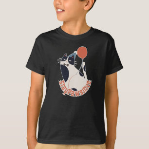 Stay Pawsitive Kids Tuxedo Cat Birthday Party Blac T-Shirt