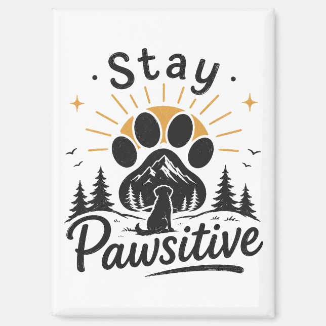 Stay Pawsitive Magnet (Front)